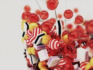 3D Illustration einer Schale mit Süßigkeiten