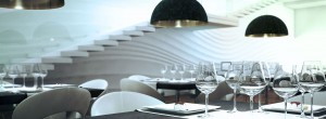 Architekturvisualisierung. 3D Illustration des Blue Fin Restaurants & Bar in New York